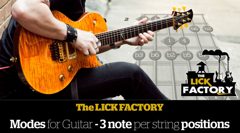 Modes for guitar - 3 note per string positions feature image